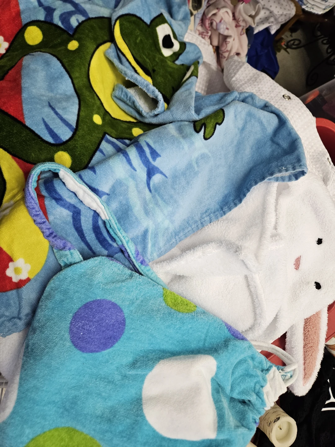 Kids Frog & Bunny Hooded Towels Mom towel bag,