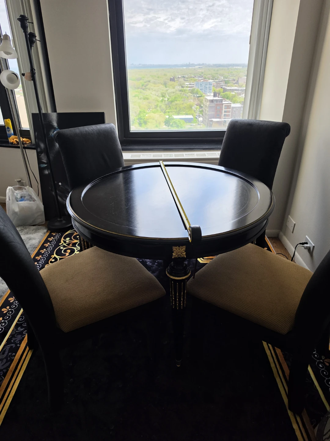 Black Round Dining Table with 4 Chairs - photo 2