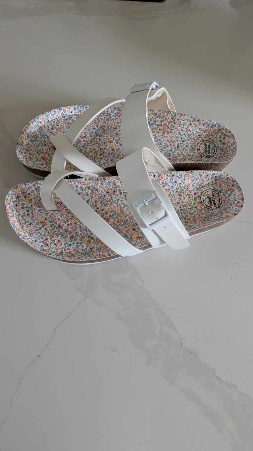 Wonder Nation White Floral Cork Footbed Sandals Size 5
