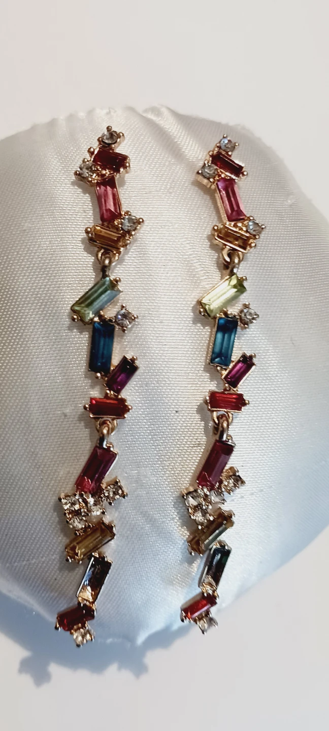 Chandelier Drop Earrings with Colorful Baguette Crystals - photo 4