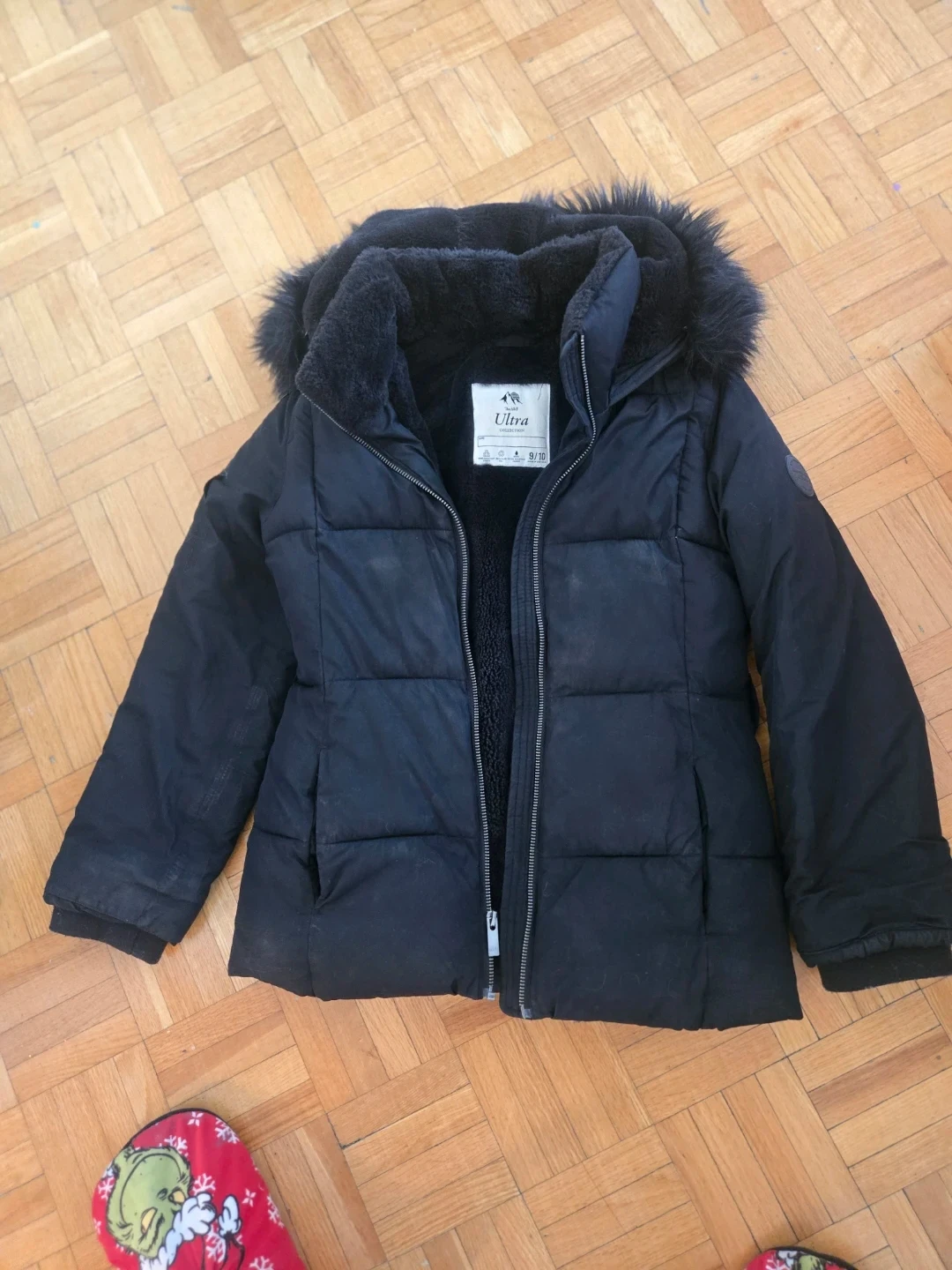 Ultra Puffer Jacket with Faux Fur Hood - Size 9/10
