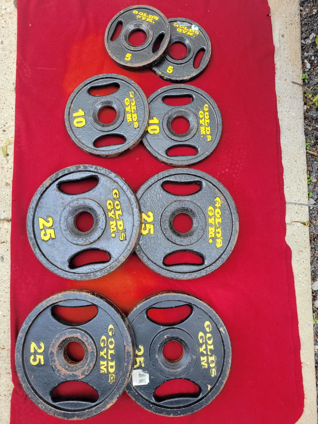 GOLD'S. GYM 2" HOLE  OLYMPIC PLATES 130LBs. TOTAL