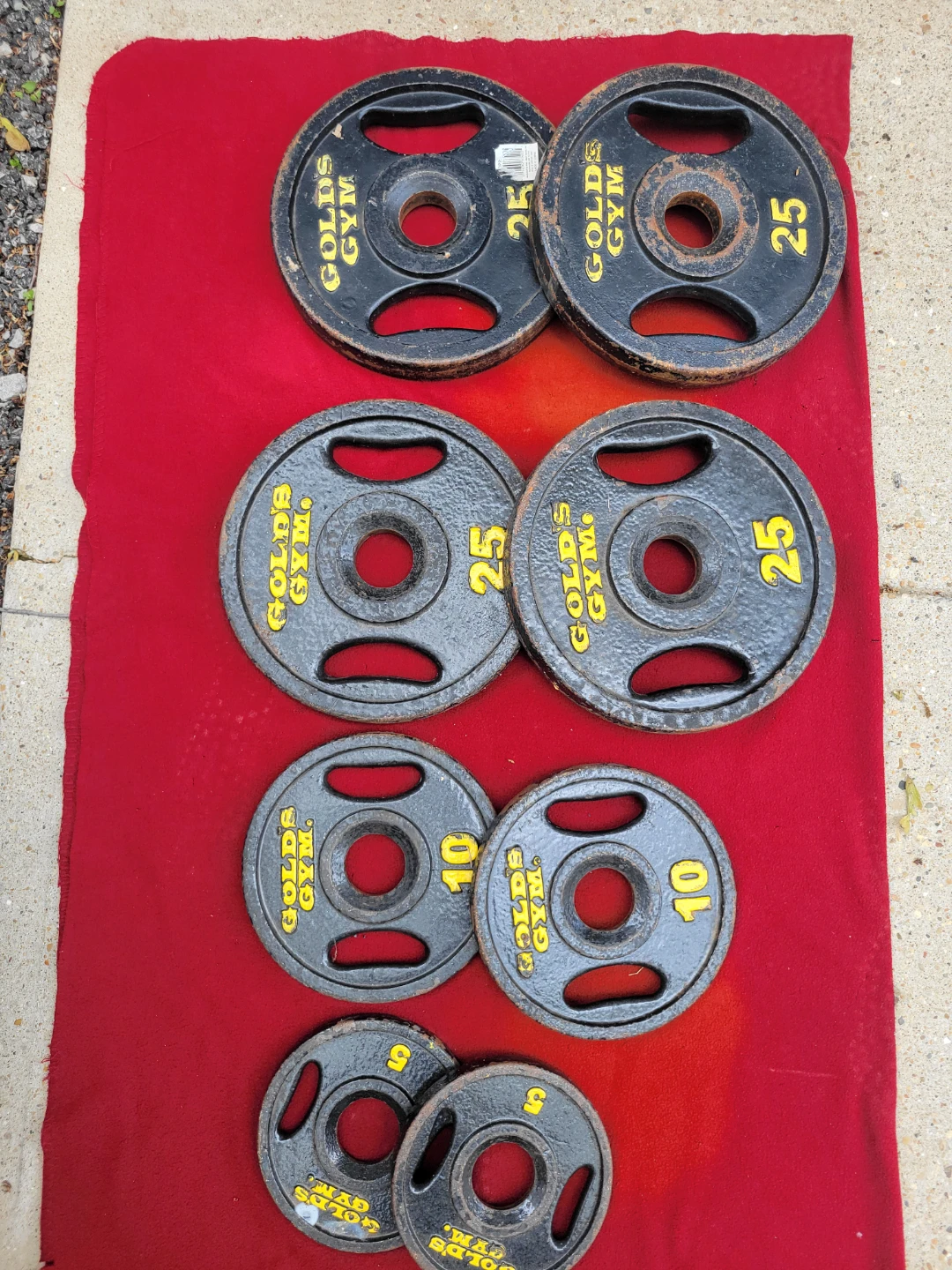 GOLD'S. GYM 2" HOLE  OLYMPIC PLATES 130LBs. TOTAL - photo 2