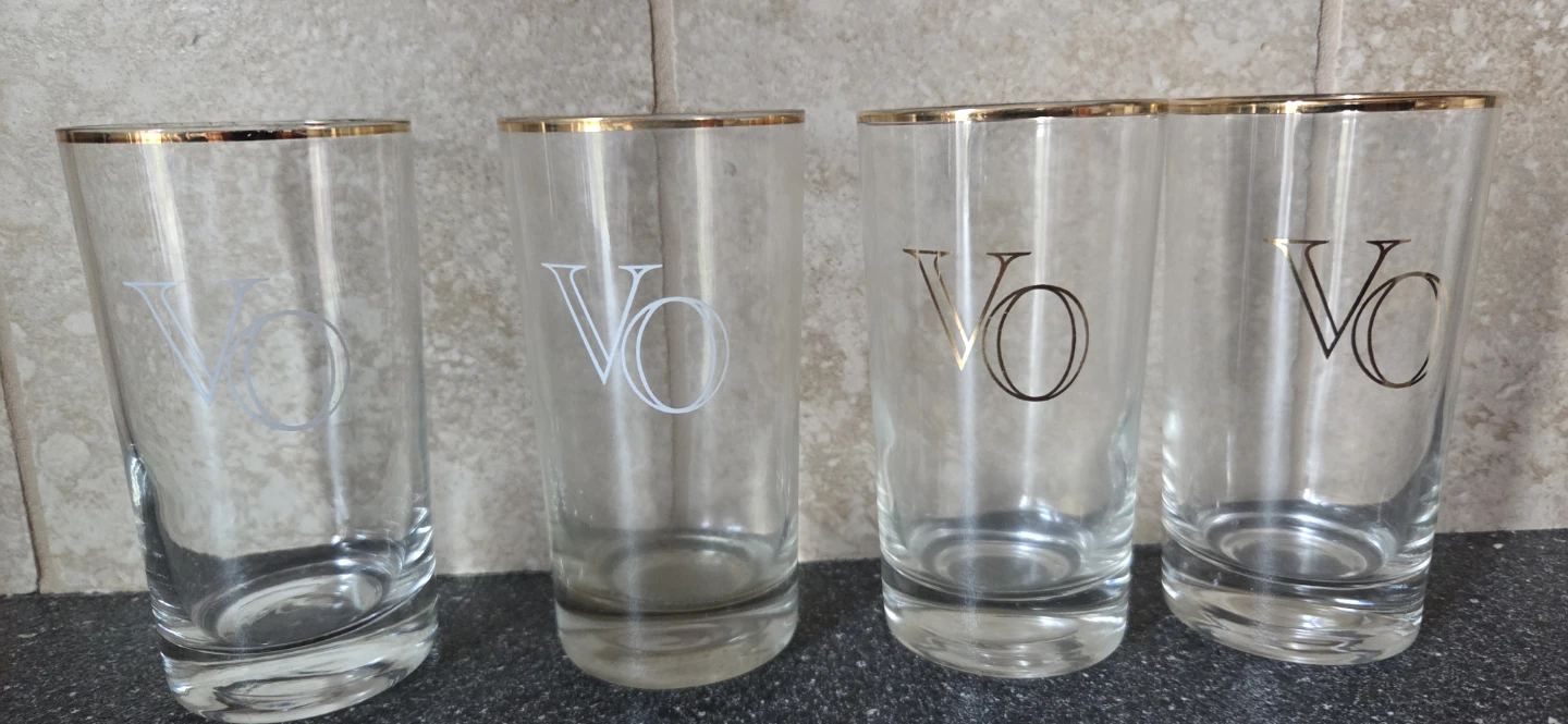 Set of 4 VO Glasses with Gold Rim