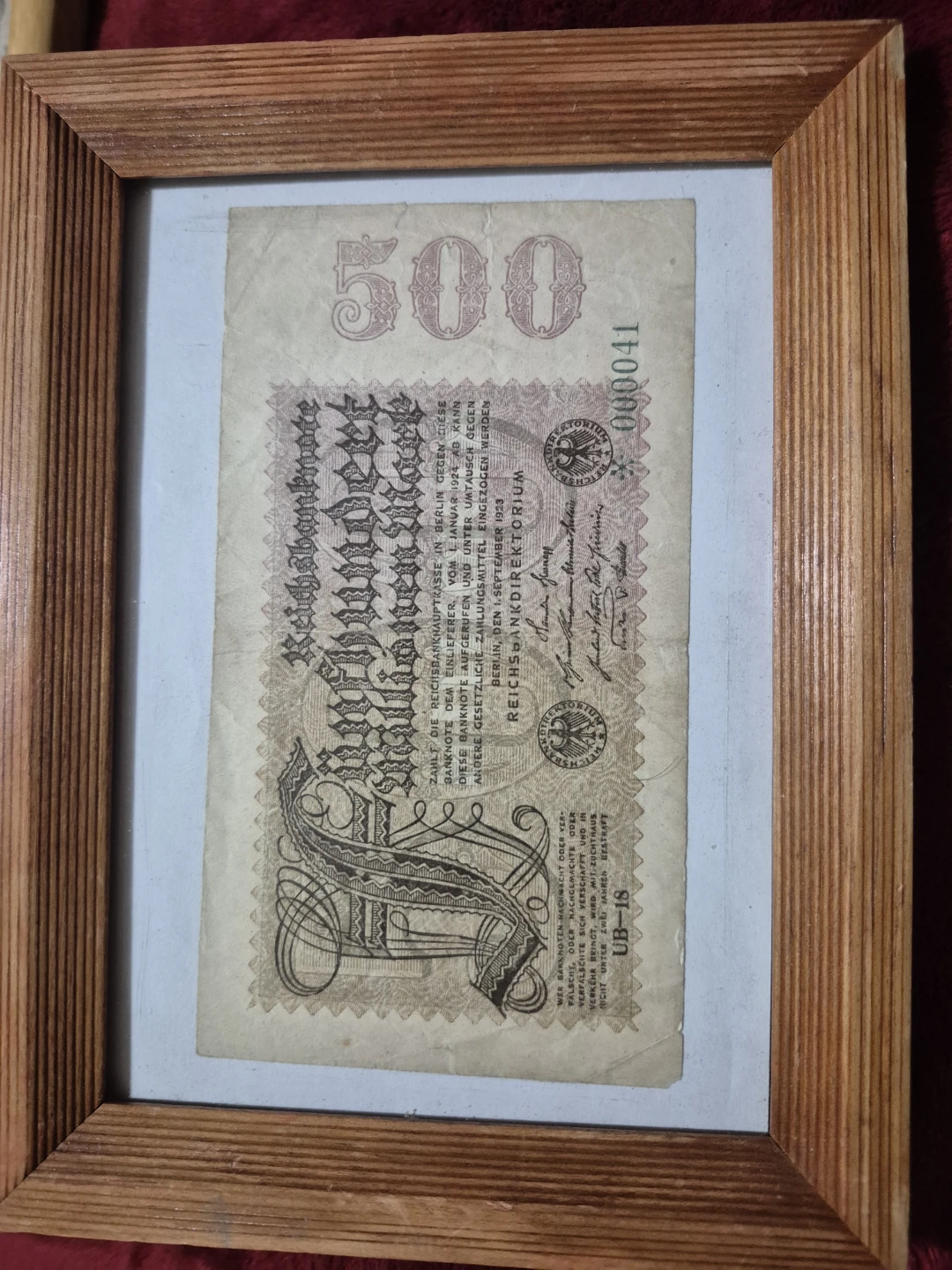 1923 Reichsbank 500 Rentenmark Banknote