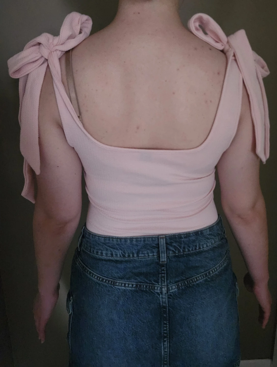 Pink Ribbed Bodysuit with Tie Shoulders - photo 2