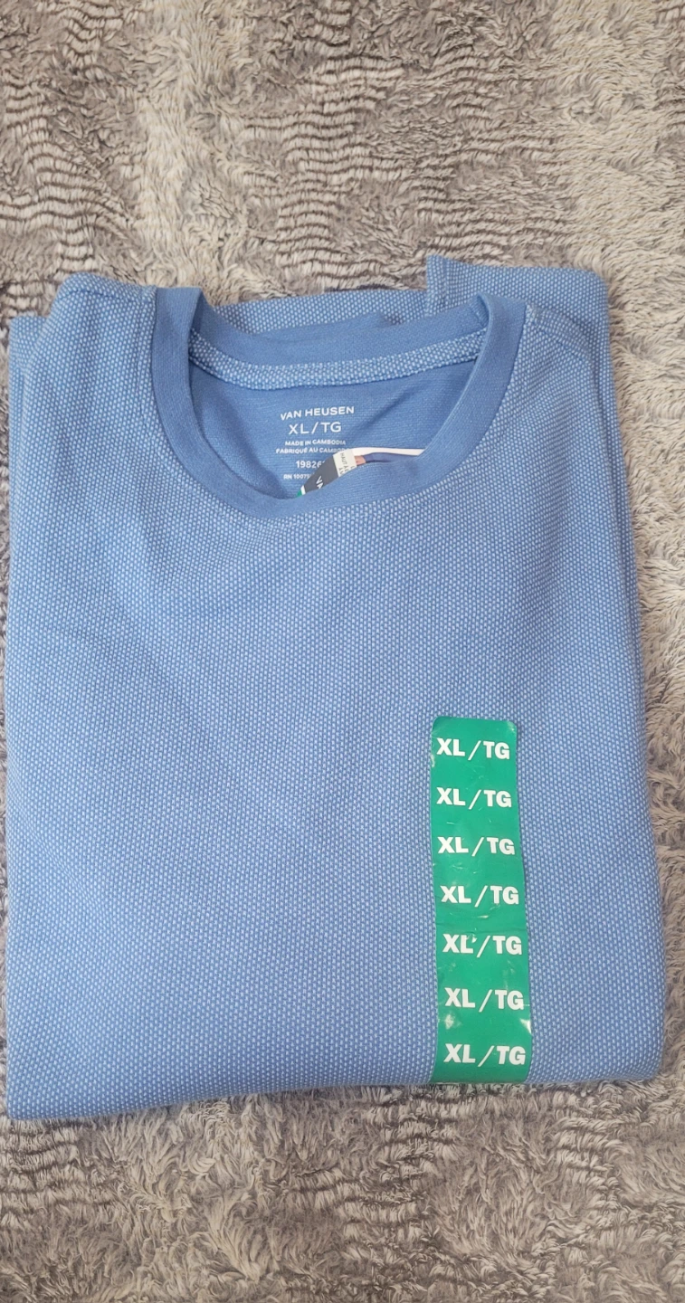 Van Heusen Men's XL/TG Blue Textured Crewneck T-Shirt