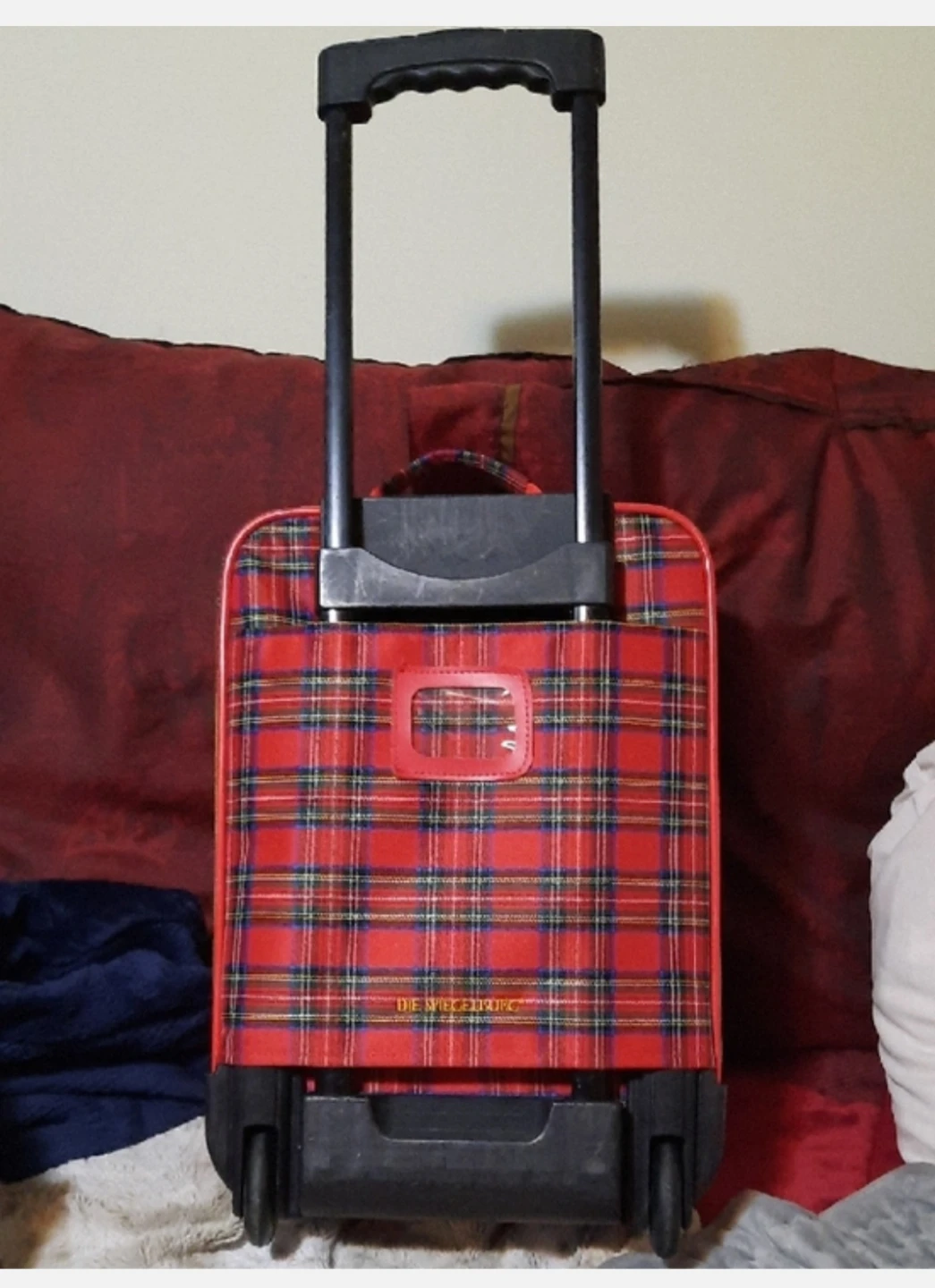 Kids Felix the Cat Red plaid Suitcase Tartan Rolling Luggage - photo 2