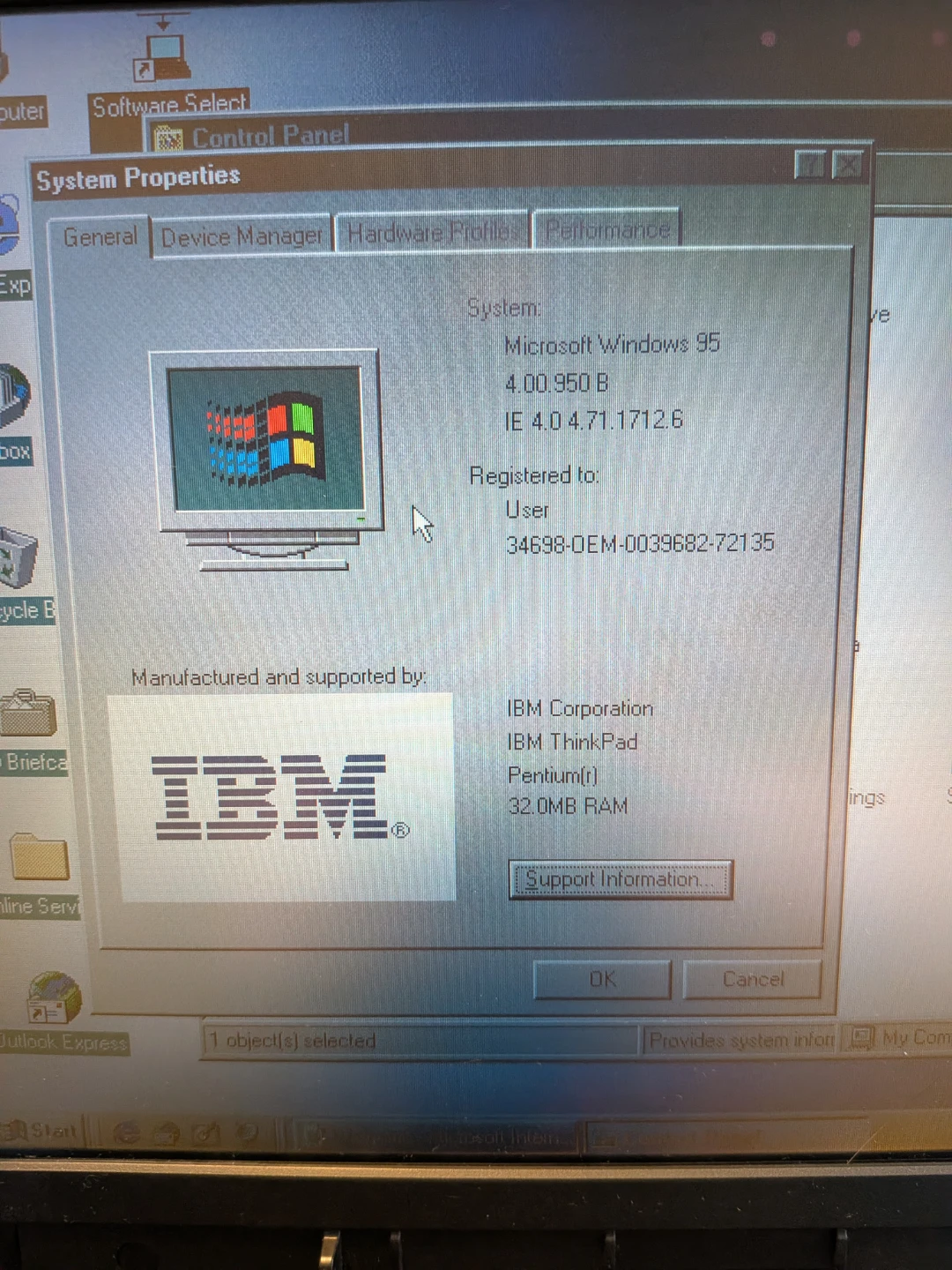 Classic IBM ThinkPad 380XD, Windows 95, Floppy, CDROM - photo 2
