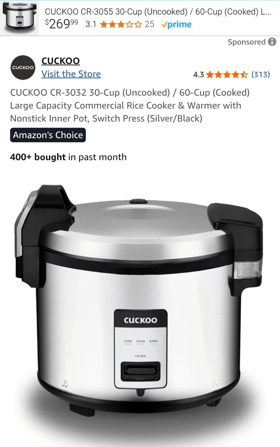CUCKOO CR-3032 30-Cup Rice Cooker