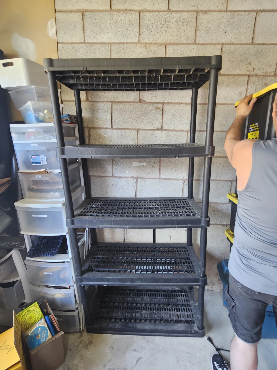 Black Plastic 5-Tier Shelving Unit
