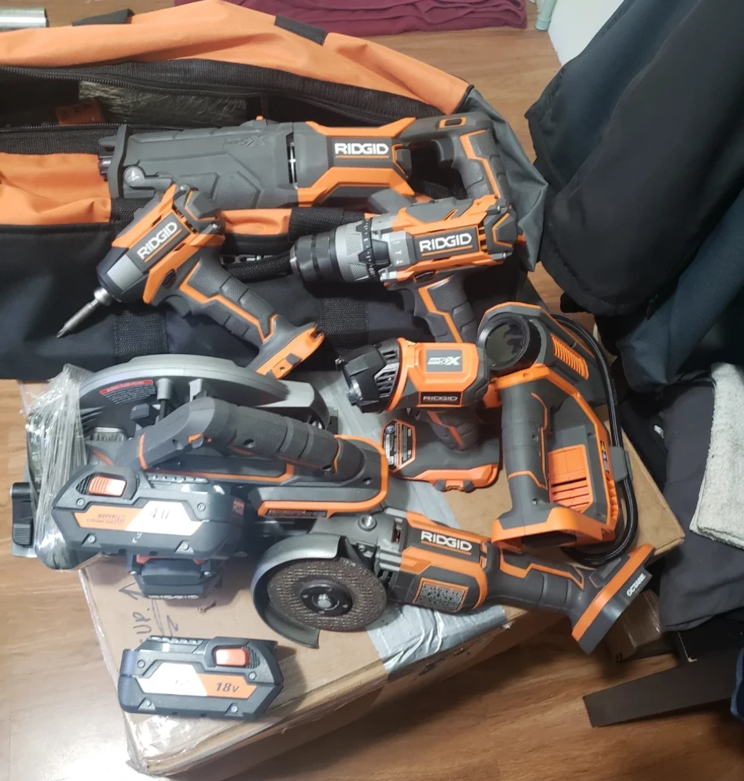 Ridgid Power Tool Set with Batteries and Bag