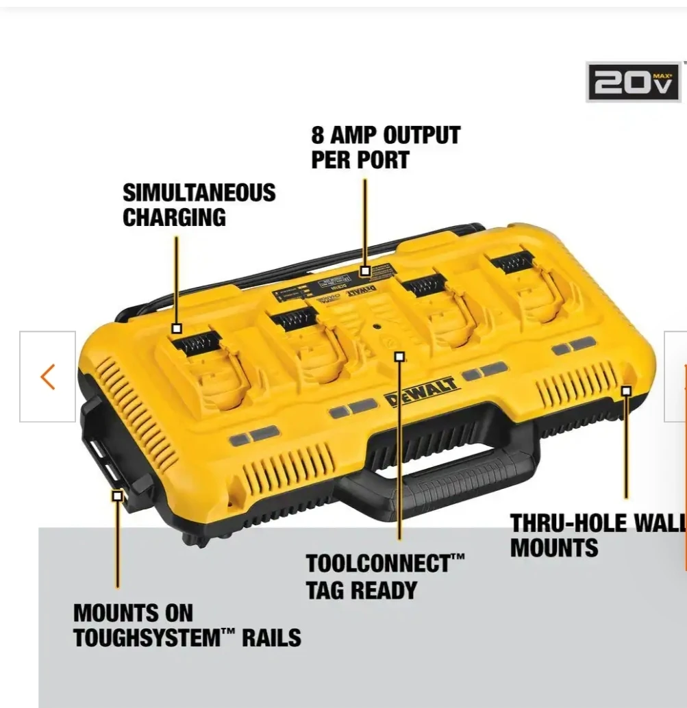 DEWALT 20V MAX 4-Port Simultaneous Fast Charger DCB104