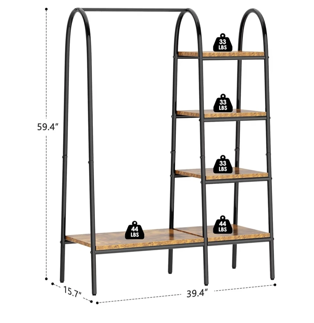 Metal Garment Rack with Shelves