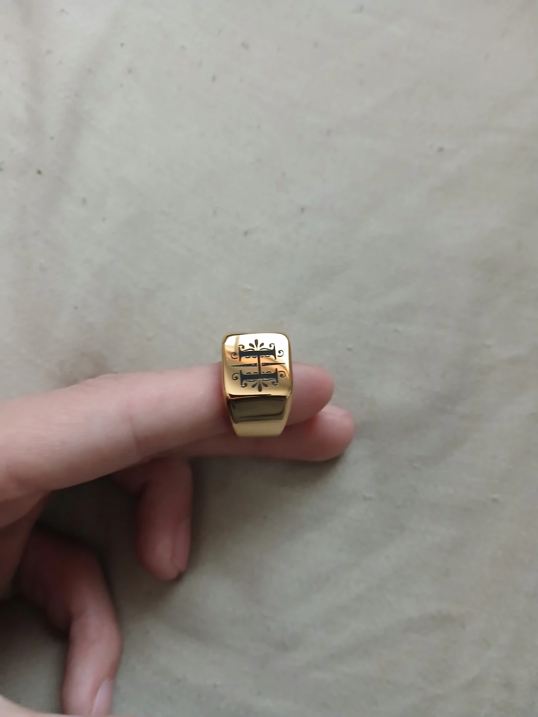 18K Gold Plated 304L Stainless Steel Ring With Letter H
