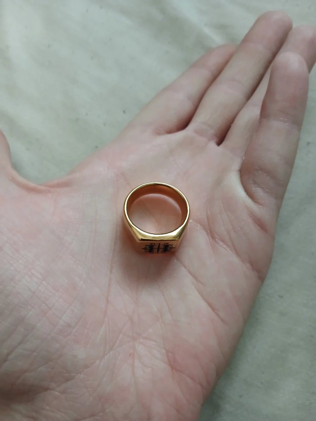 18K Gold Plated 304L Stainless Steel Ring With Letter H - photo 4