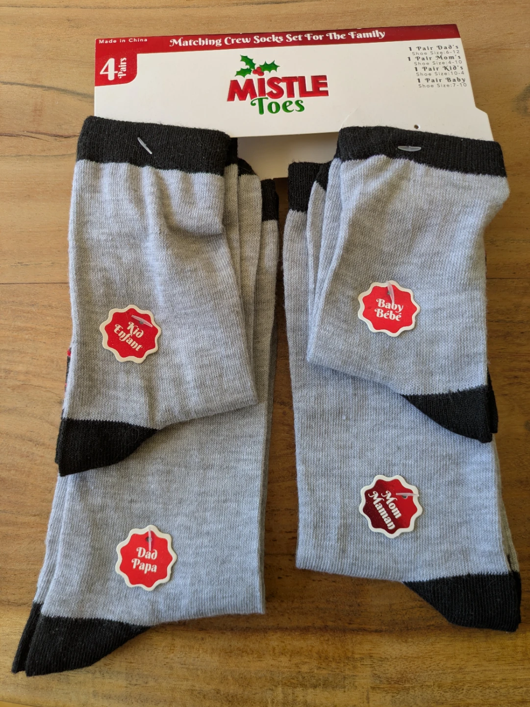 Mistle Toes Matching Crew Socks Set For The Family - 4 Pairs
