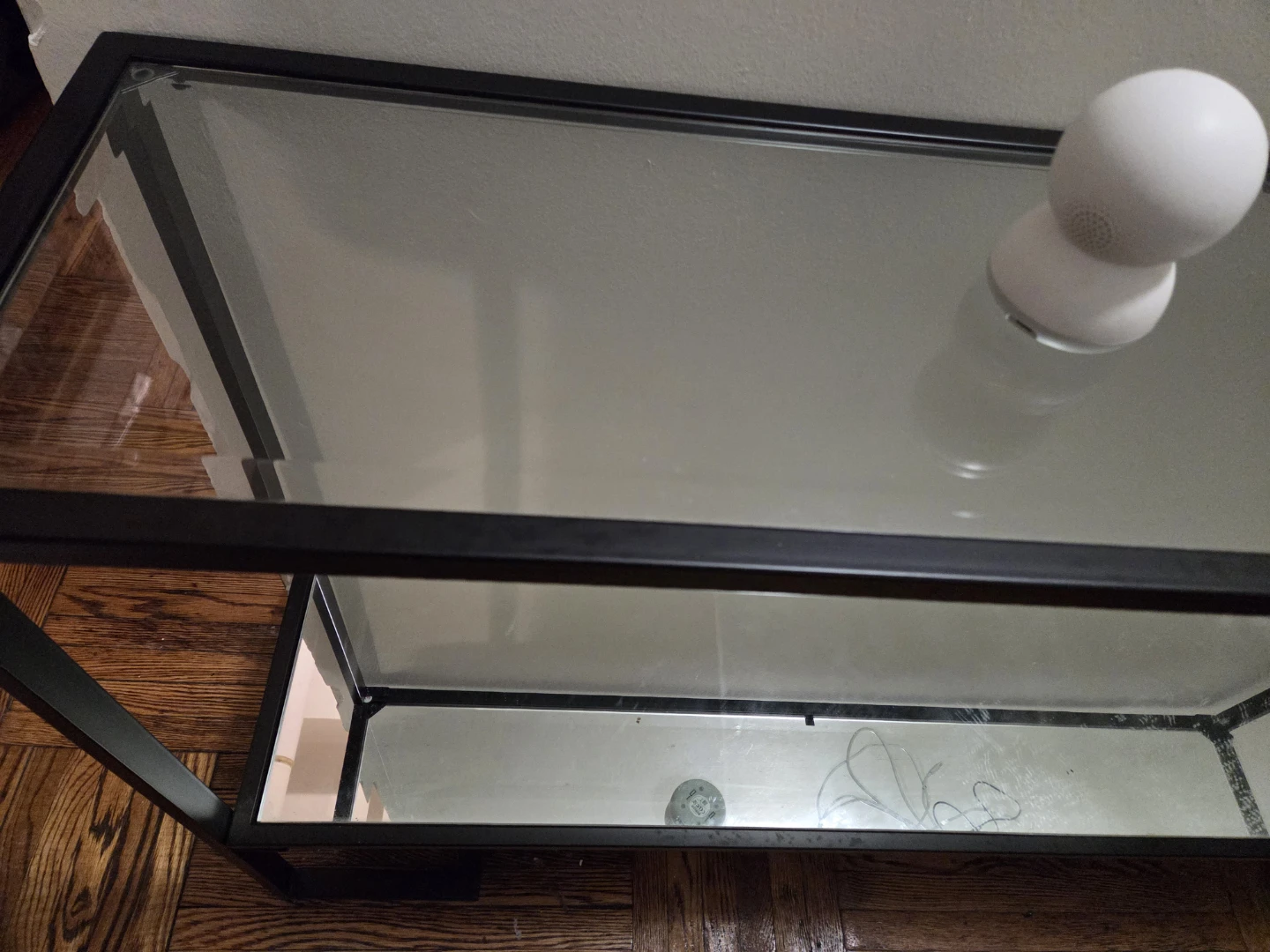 Glass Console Table with Black Metal Frame - photo 2