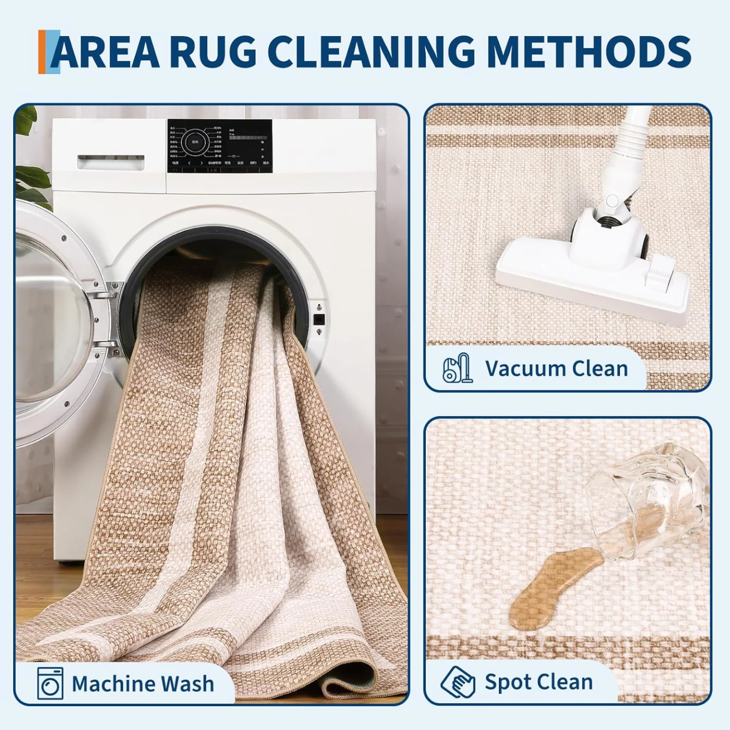 GarveeHome Bordered Washable Area Rug 9x12 Non Slip Carpet - photo 4
