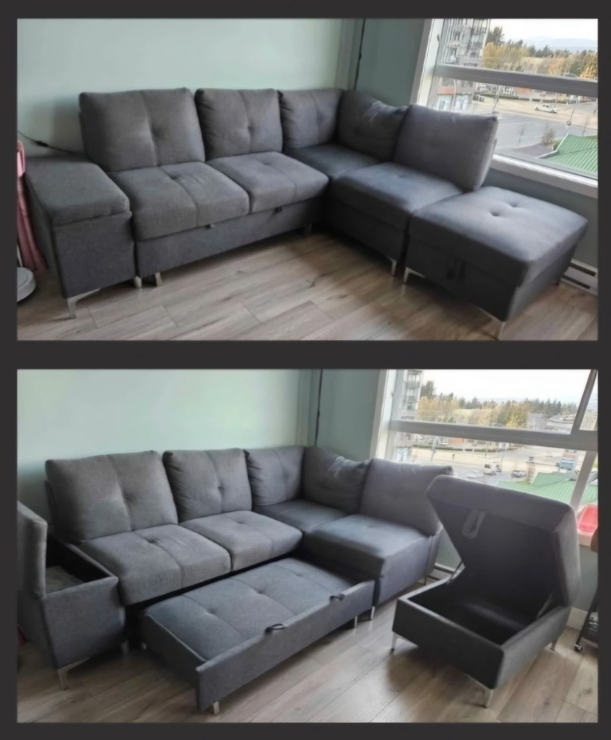 Grey Sectional Sofa with Storage - photo 2
