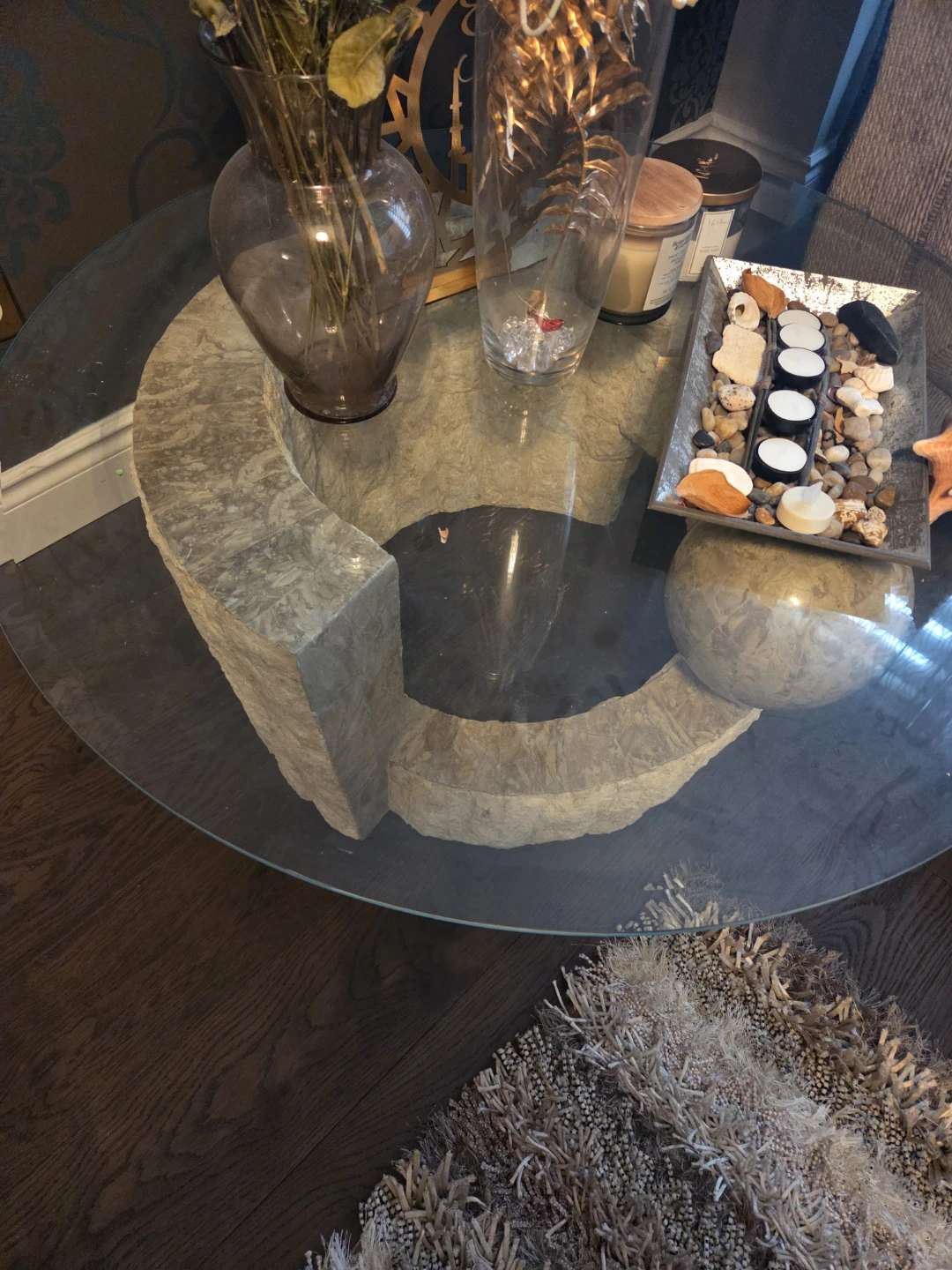 Unique Stone and Glass Coffee Table - photo 2