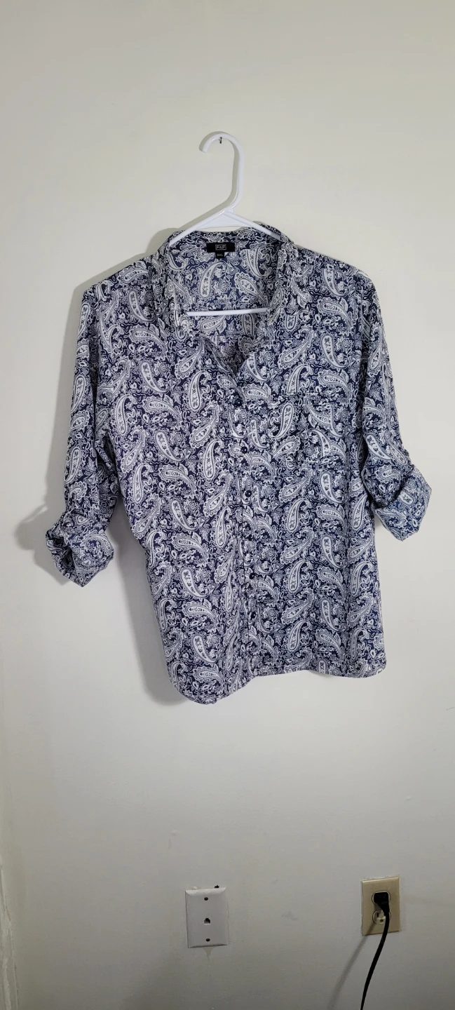 Pinstripe Paisley Button-Up Shirt - Size L/XL - photo 2