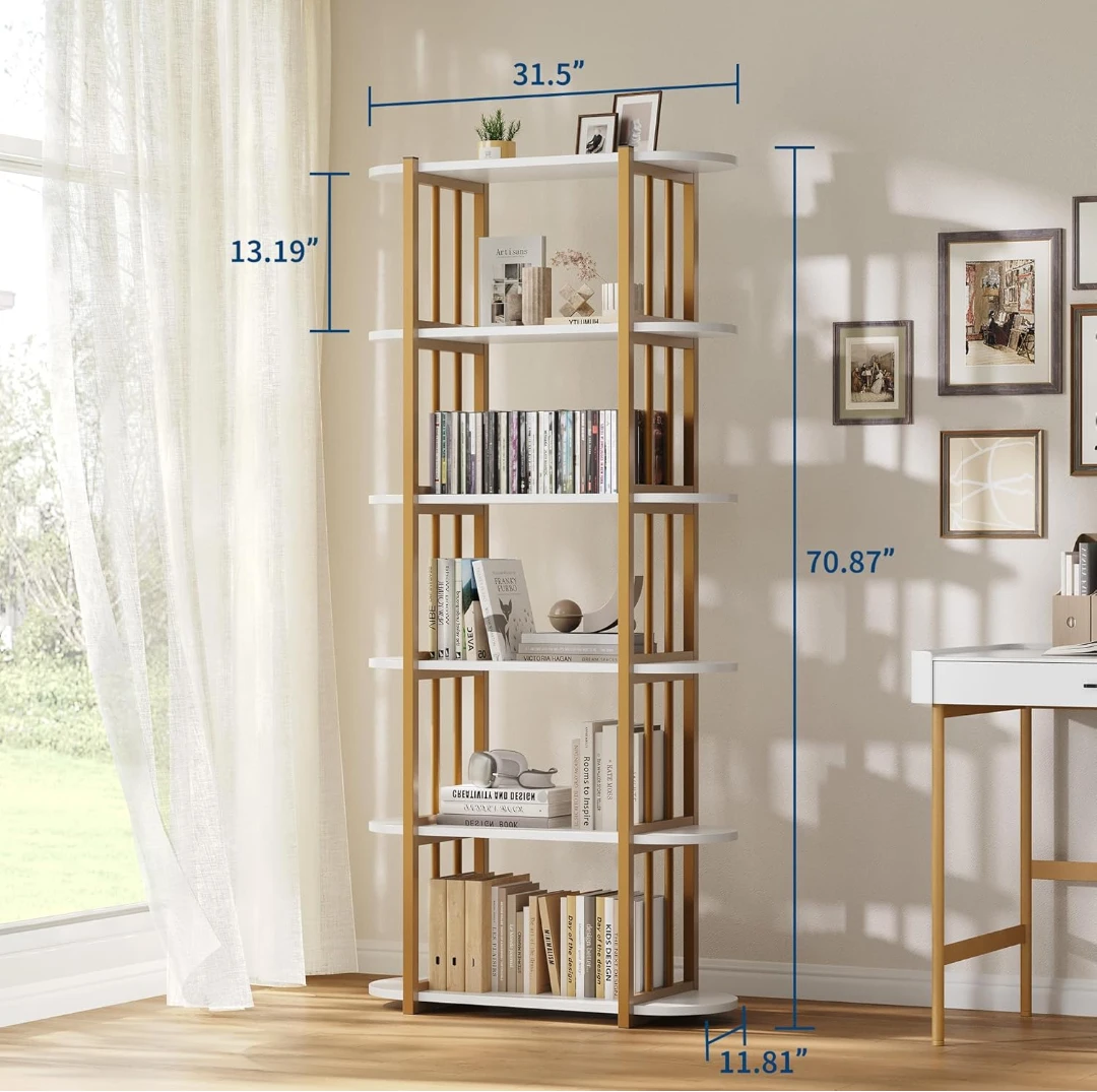 White 6-Tier Bookshelf - photo 2