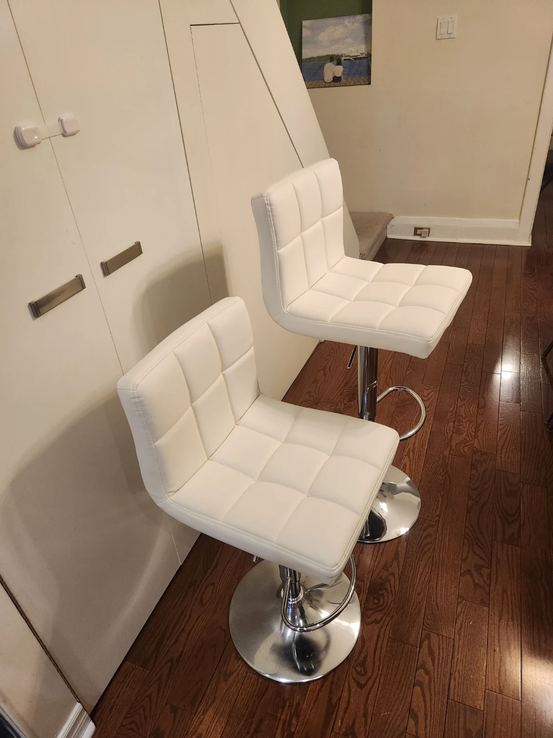White Adjustable Bar Stools (Set of 2) - photo 4