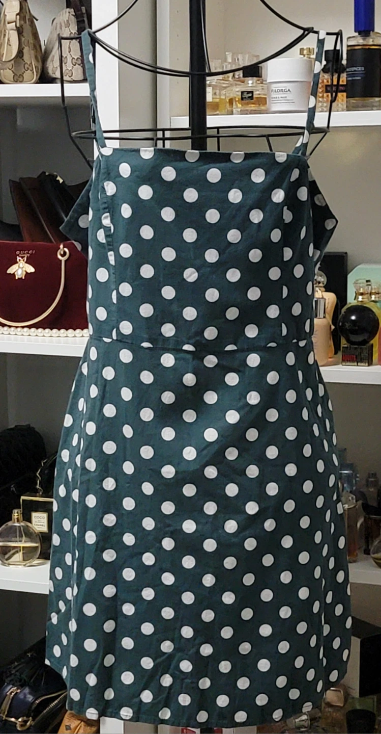 Teal Polka Dot Dress Size L