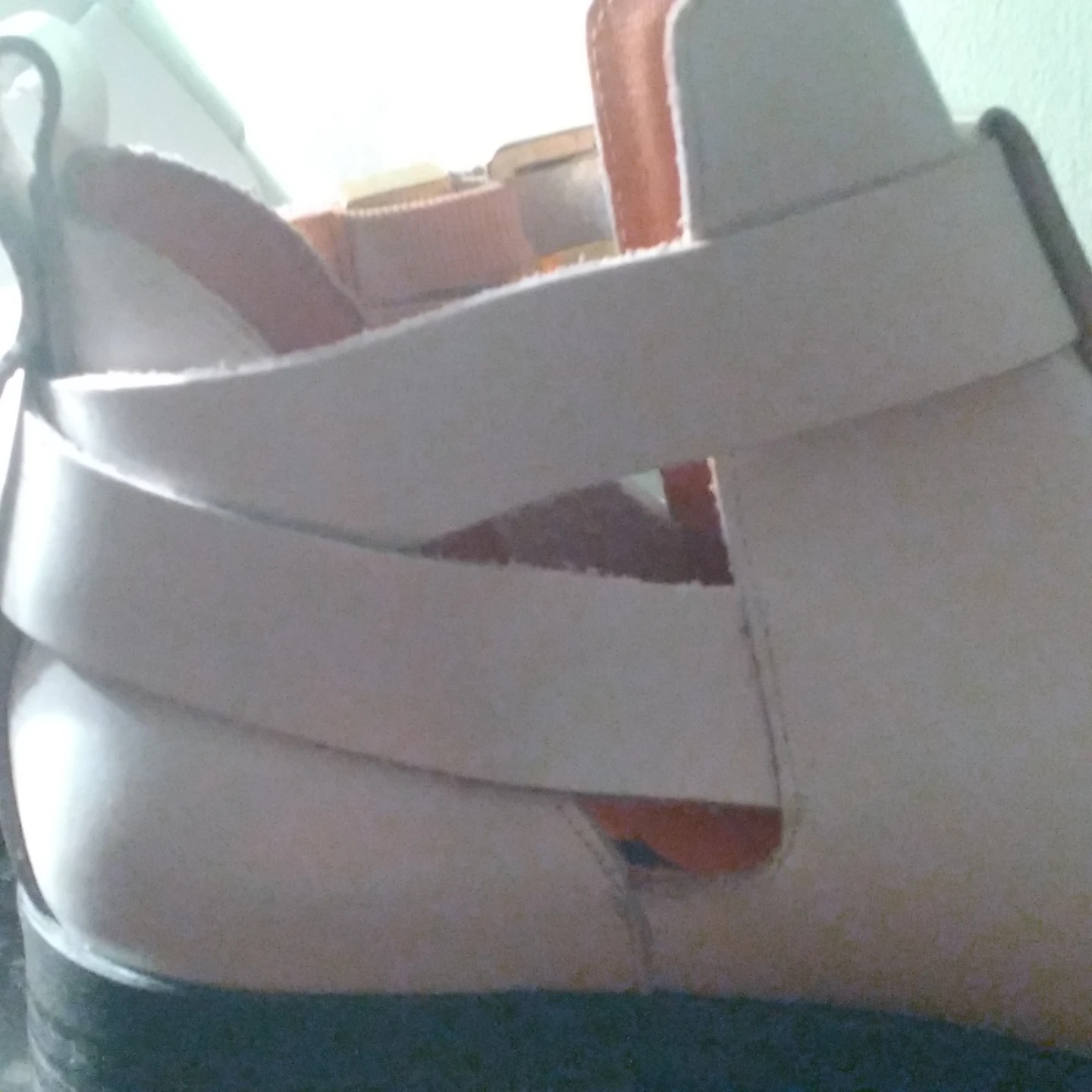 White Leather Ankle Boots with Gold Buckle - photo 2