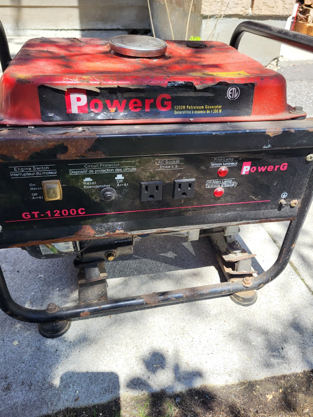 Running PowerG GT-1200C 1200W Petroleum Generator