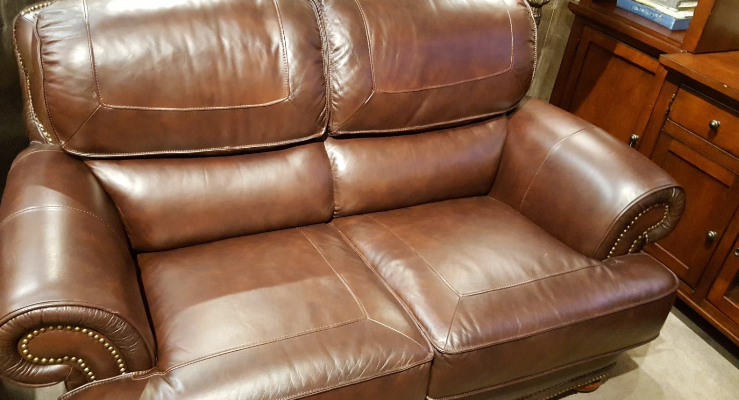 Brown Leather Loveseat Sofa