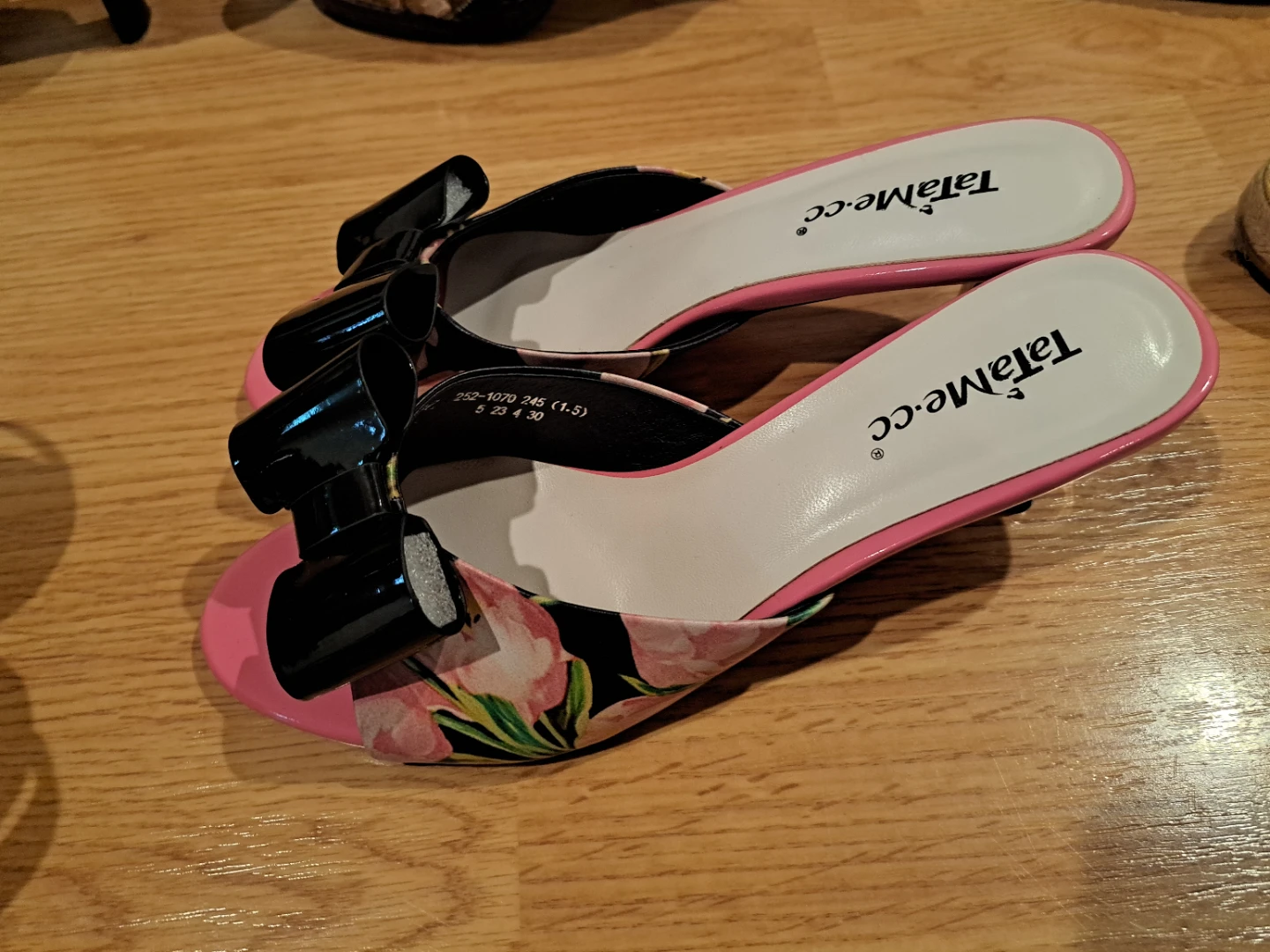 TalaMe.cc Women's Pink Floral Bow Mules - Size 5 (US)