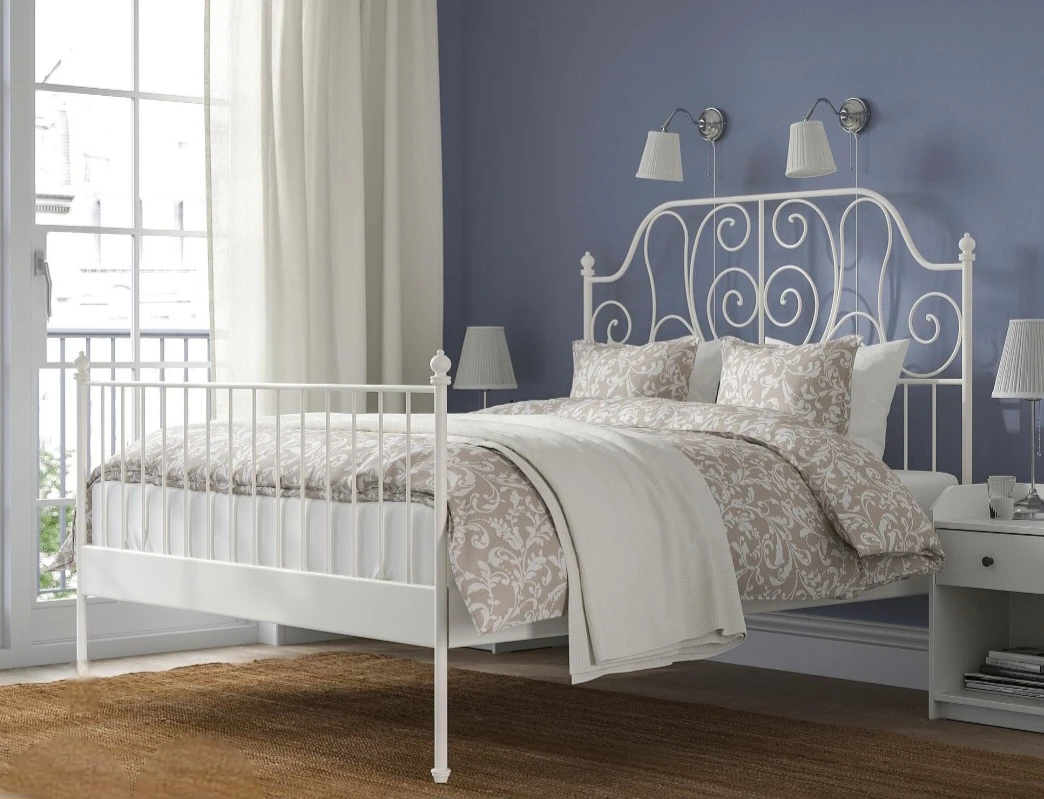 IKEA White Metal Bed Frame - Queen Size
