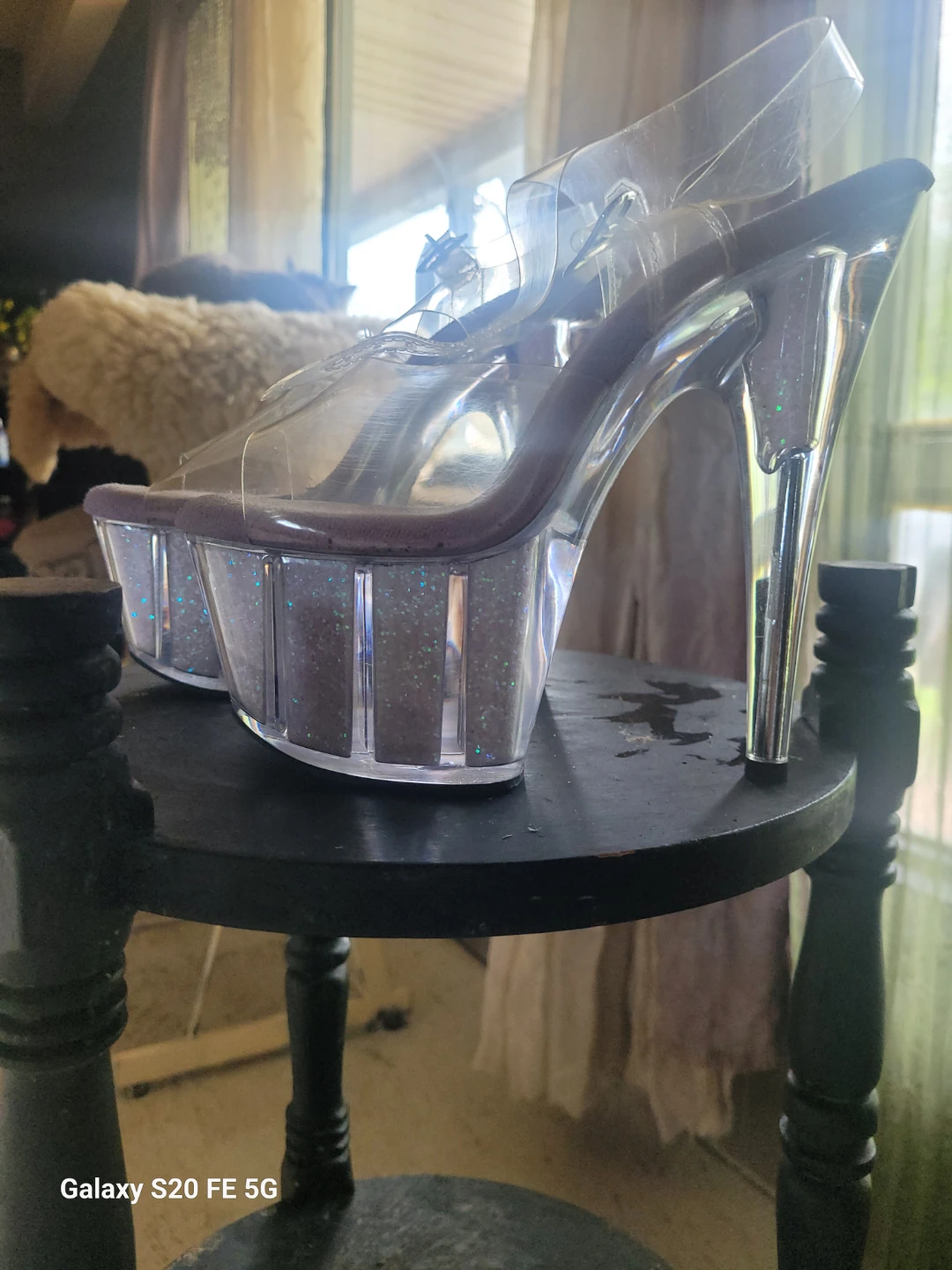 Clear Platform Heels with Glitter - photo 4