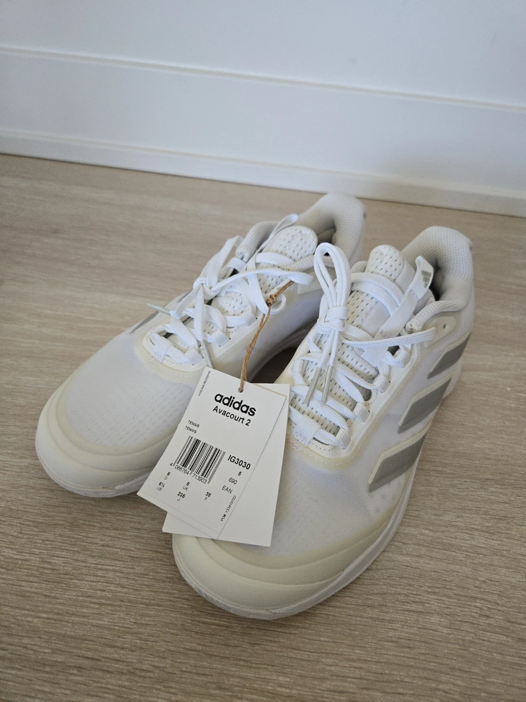 Adidas Avacourt 2 Tennis Shoes - White/Silver - Size 6 US