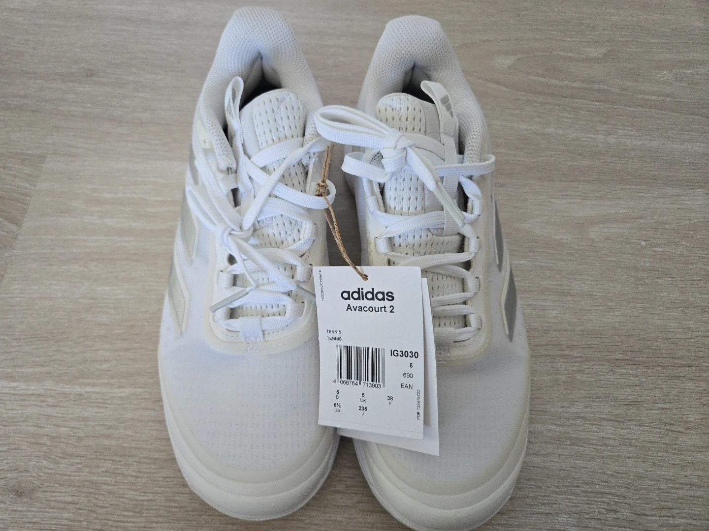 Adidas Avacourt 2 Tennis Shoes - White/Silver - Size 6 US - photo 3