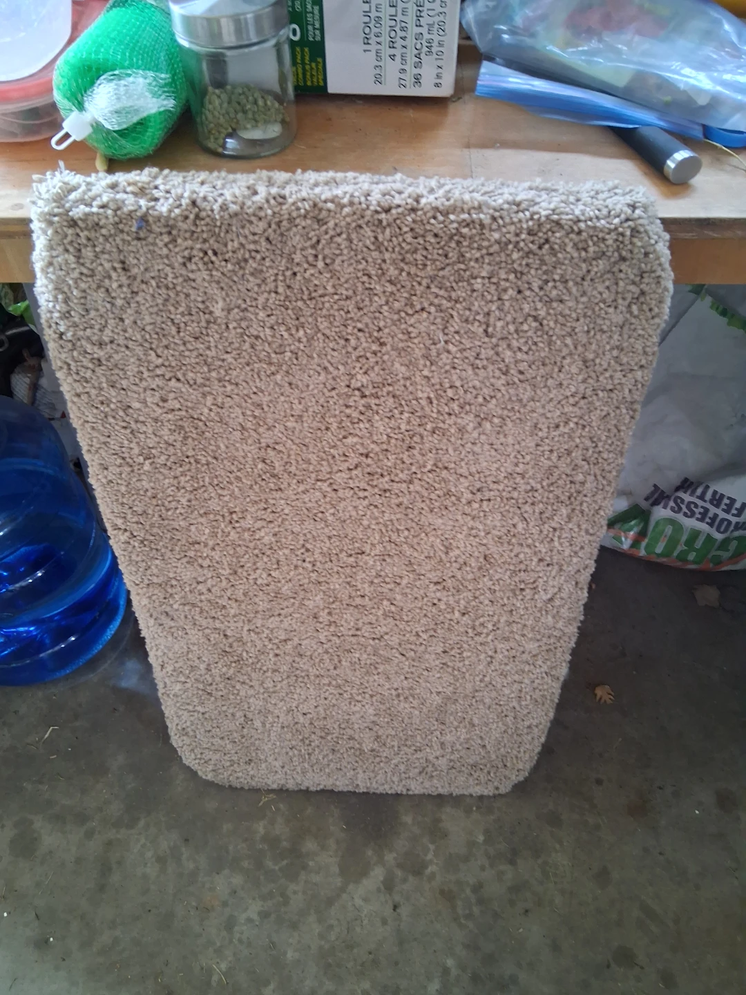 Carpeted Ottoman with Wheels - photo 2