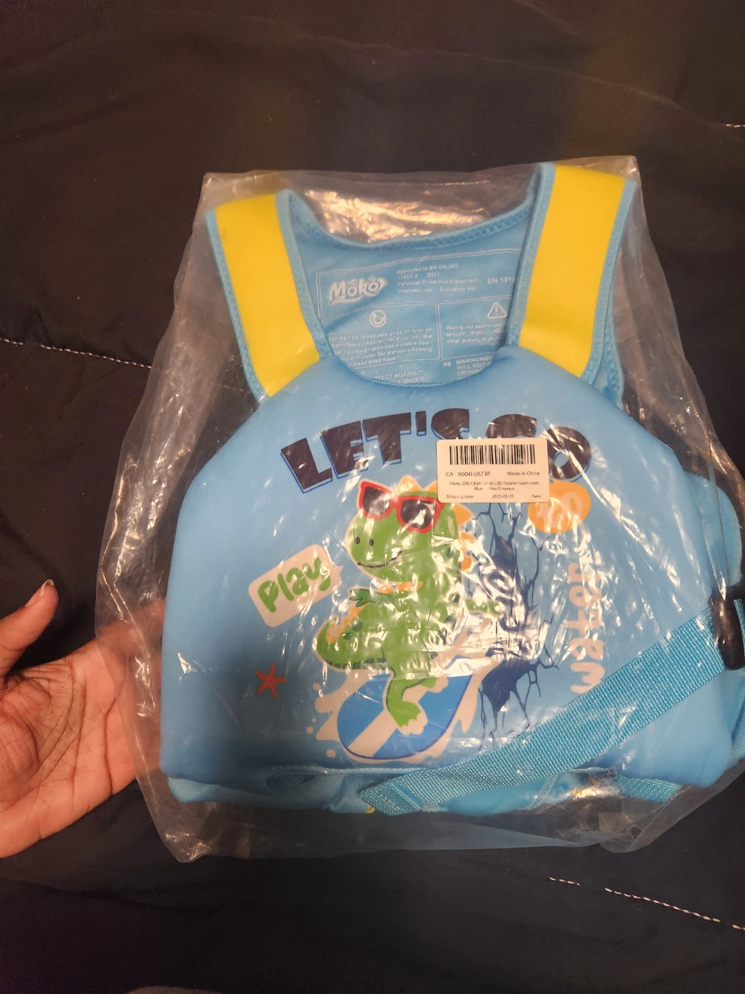 MoKo Toddler Swim Vest Blue-Yellow Dinosaur 22-66 LBS