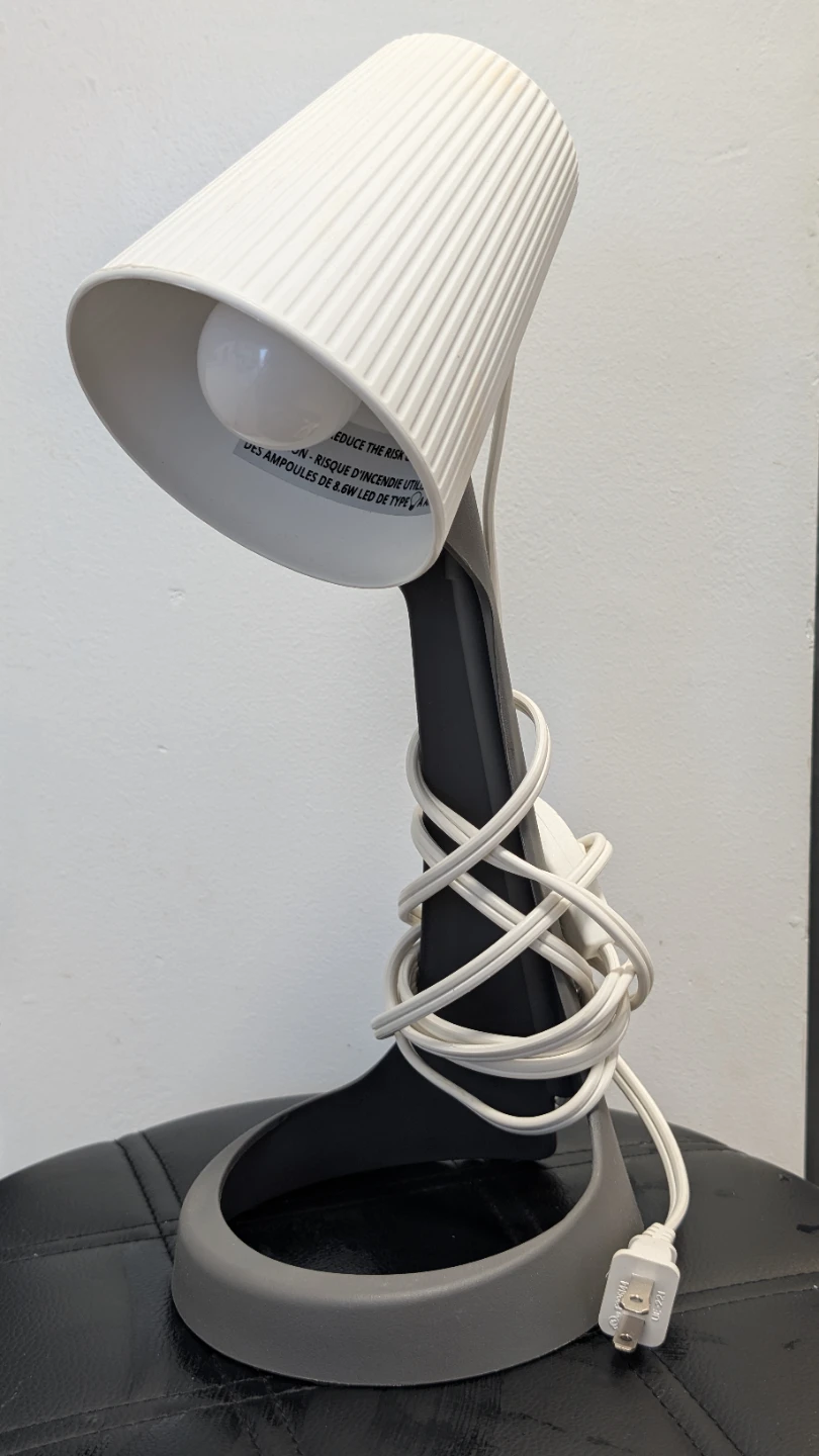 White LED Desk Lamp with Ribbed Shade