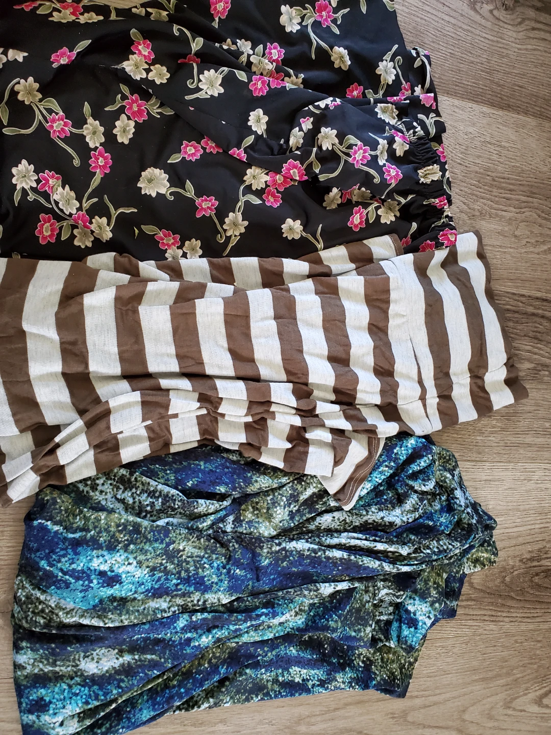 3 Women's skirts - Floral, Striped, and Blue Pattern