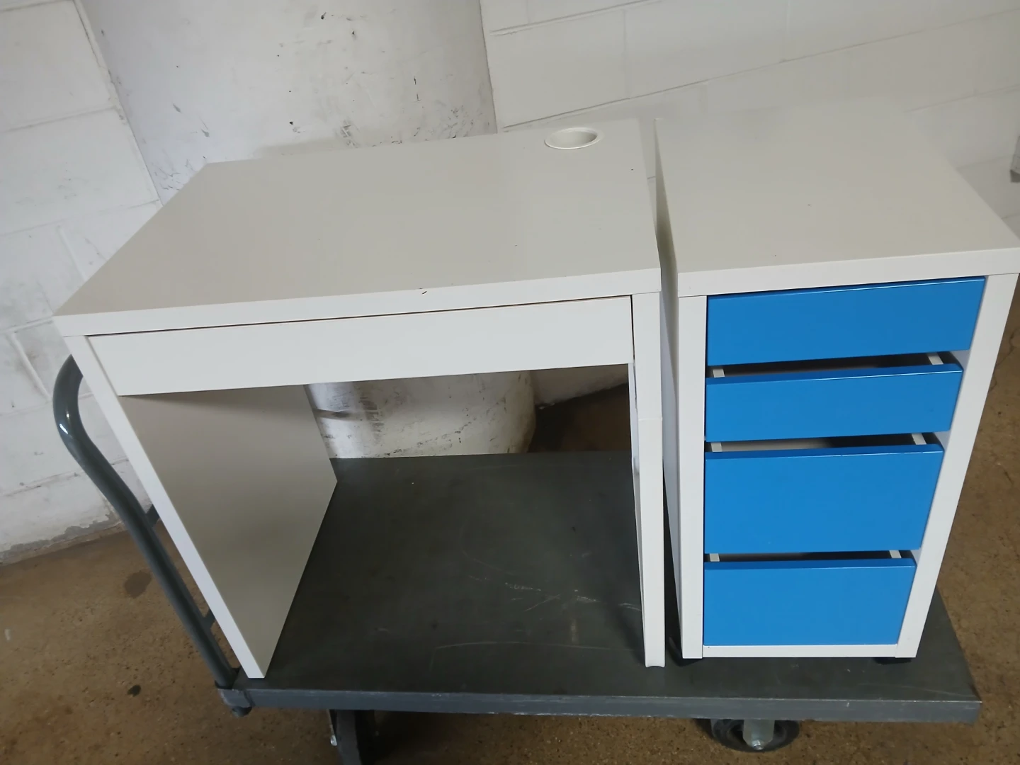 Desk and side cavinet