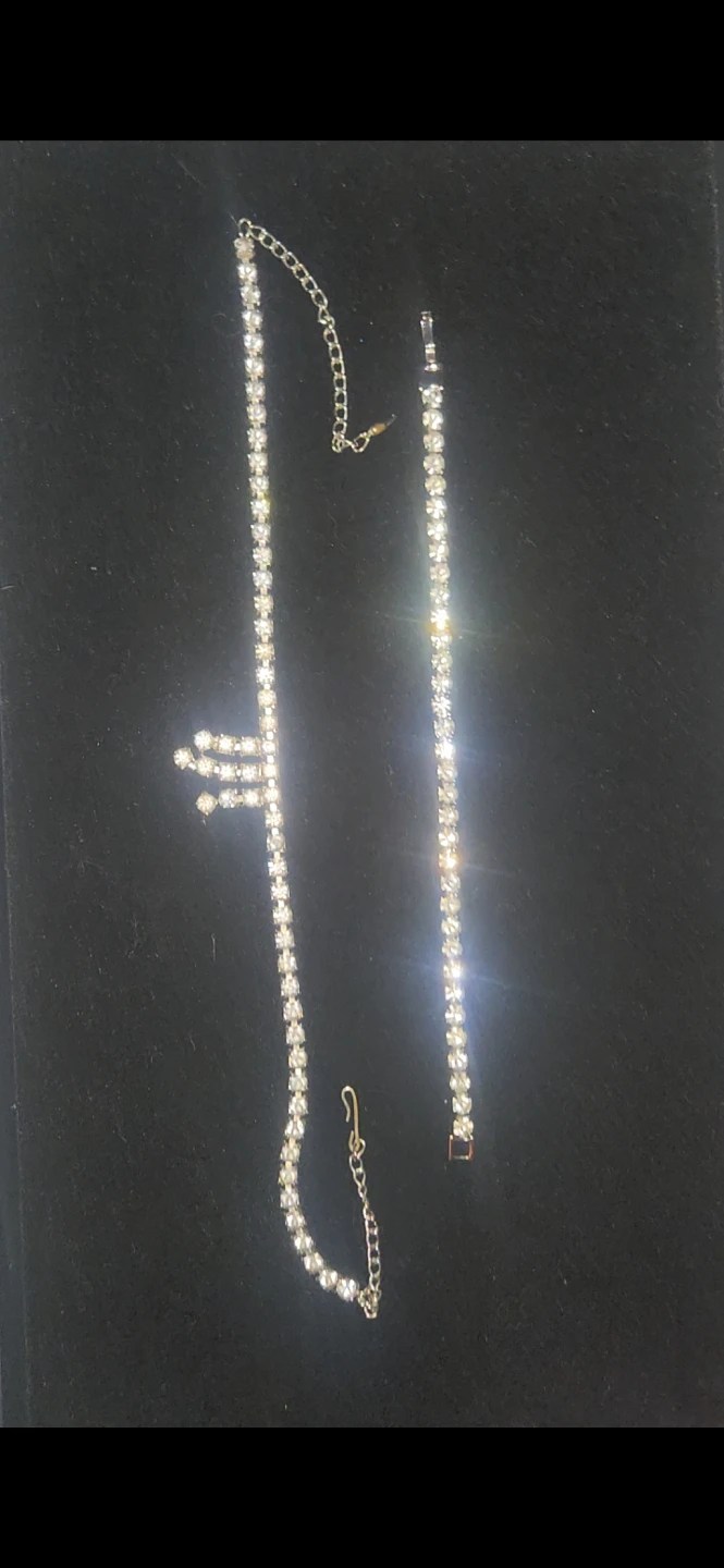Vintage rhinestone Choker Necklace and Bracelet Set - photo 4
