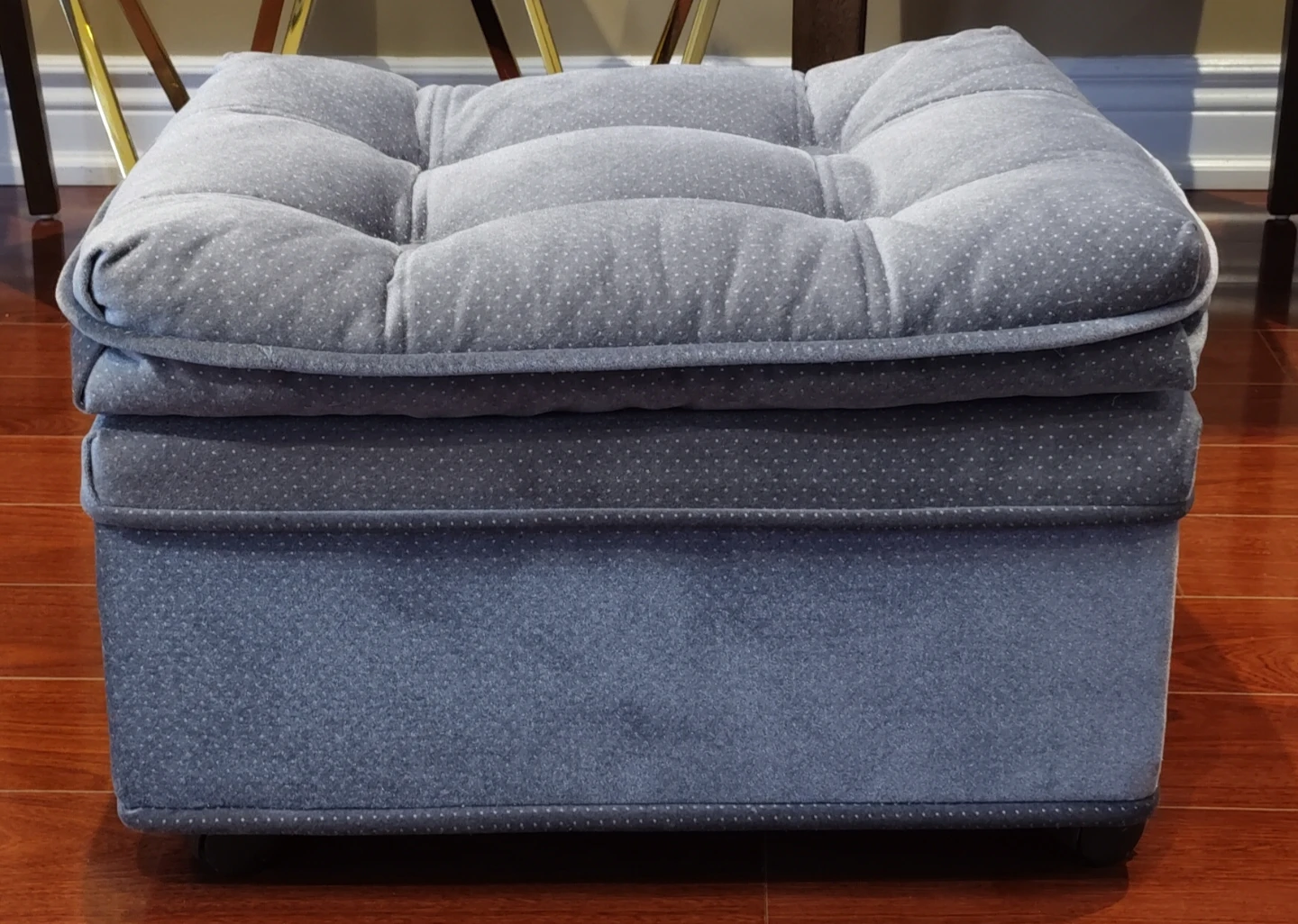 Grey Tufted Storage Ottoman with Wheels