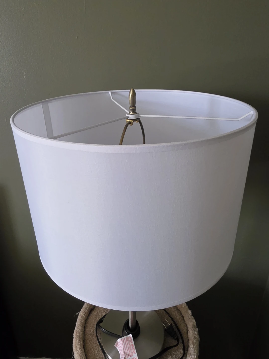 Adjustable Brushed Nickel Table Lamp with White Drum Shade - photo 2