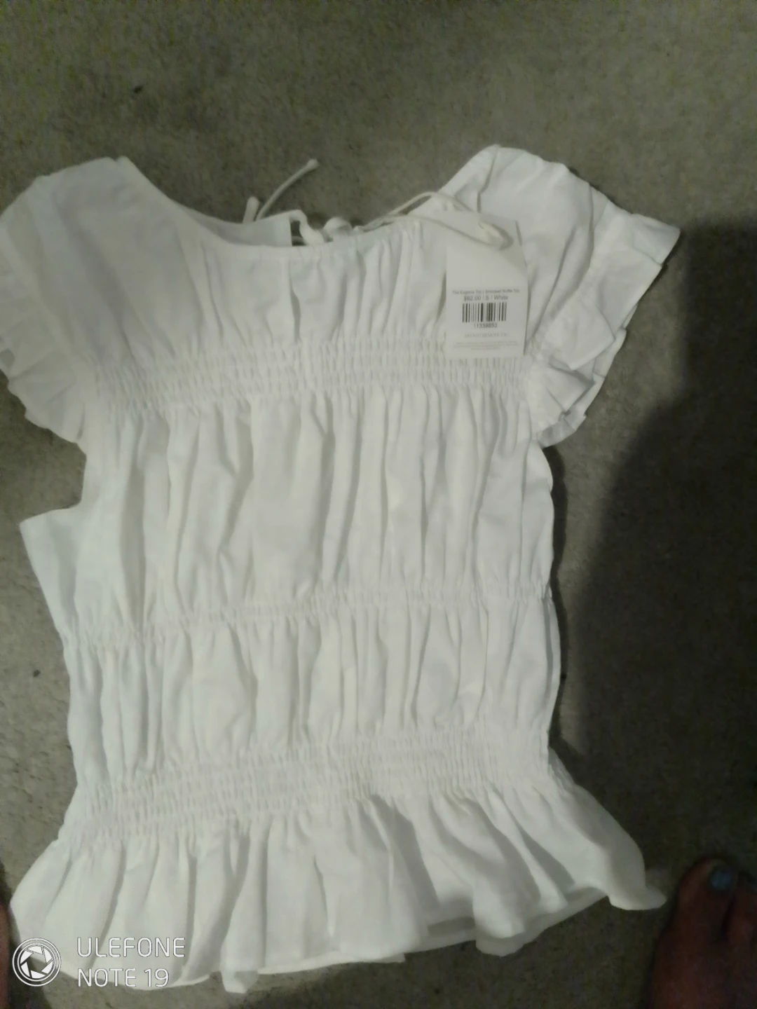 White Smocked Peplum Top - photo 3