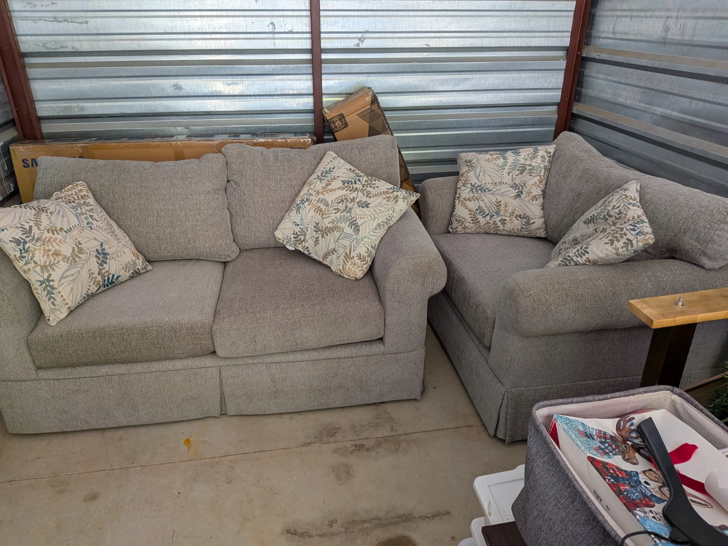 Grey Fabric Sofa and Loveseat Set