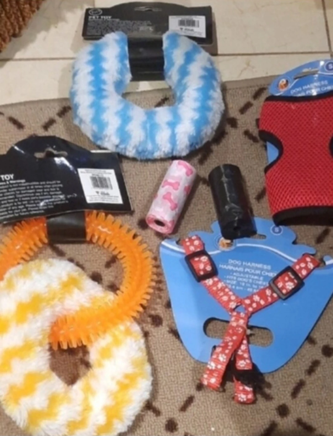 Lot of Dog Toys Harnesses poo bags