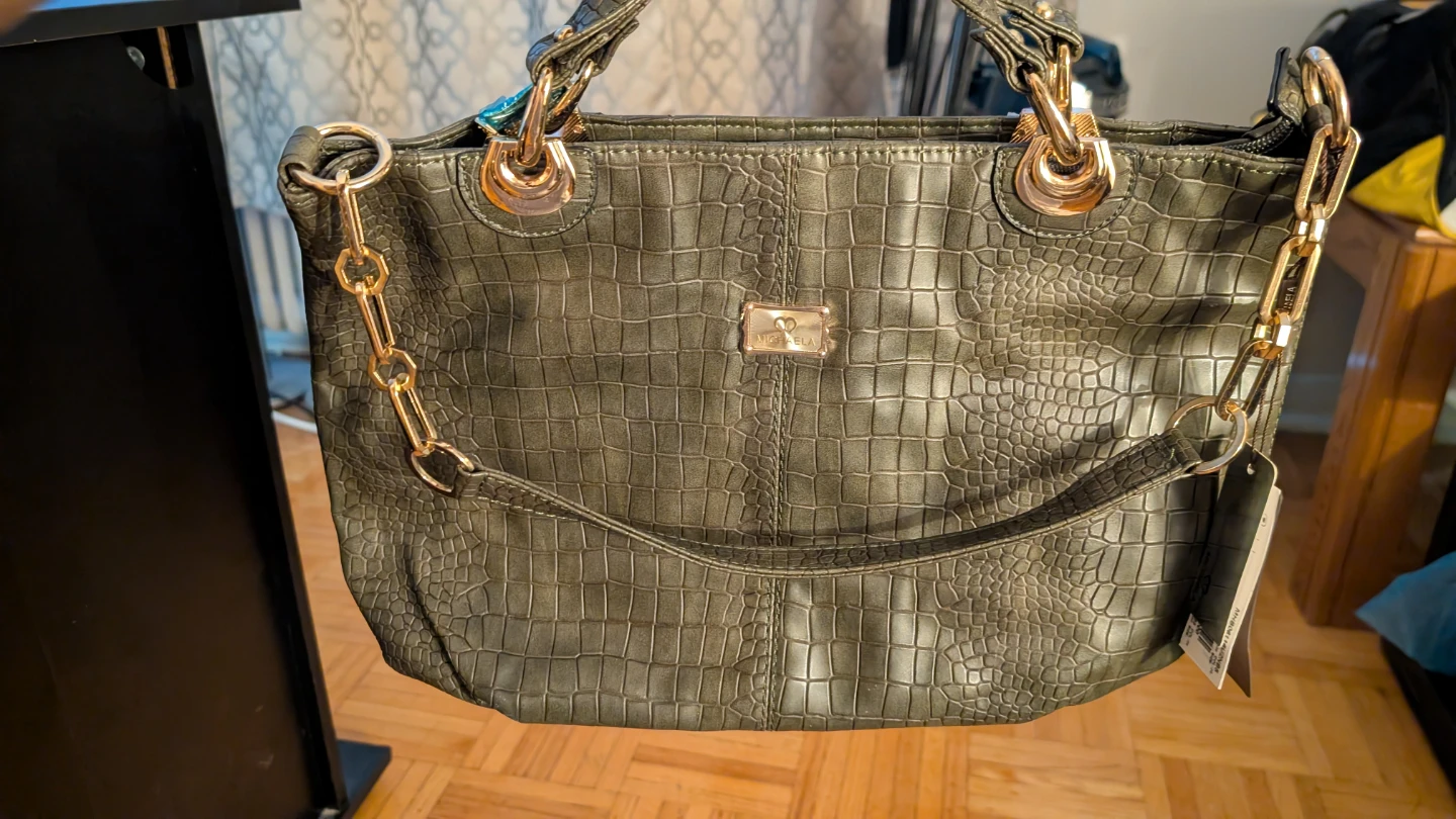 Michaela Crocodile-Embossed Handbag