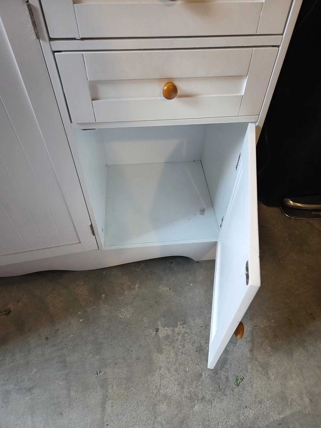 White Storage Cabinet with Wood Top - photo 2